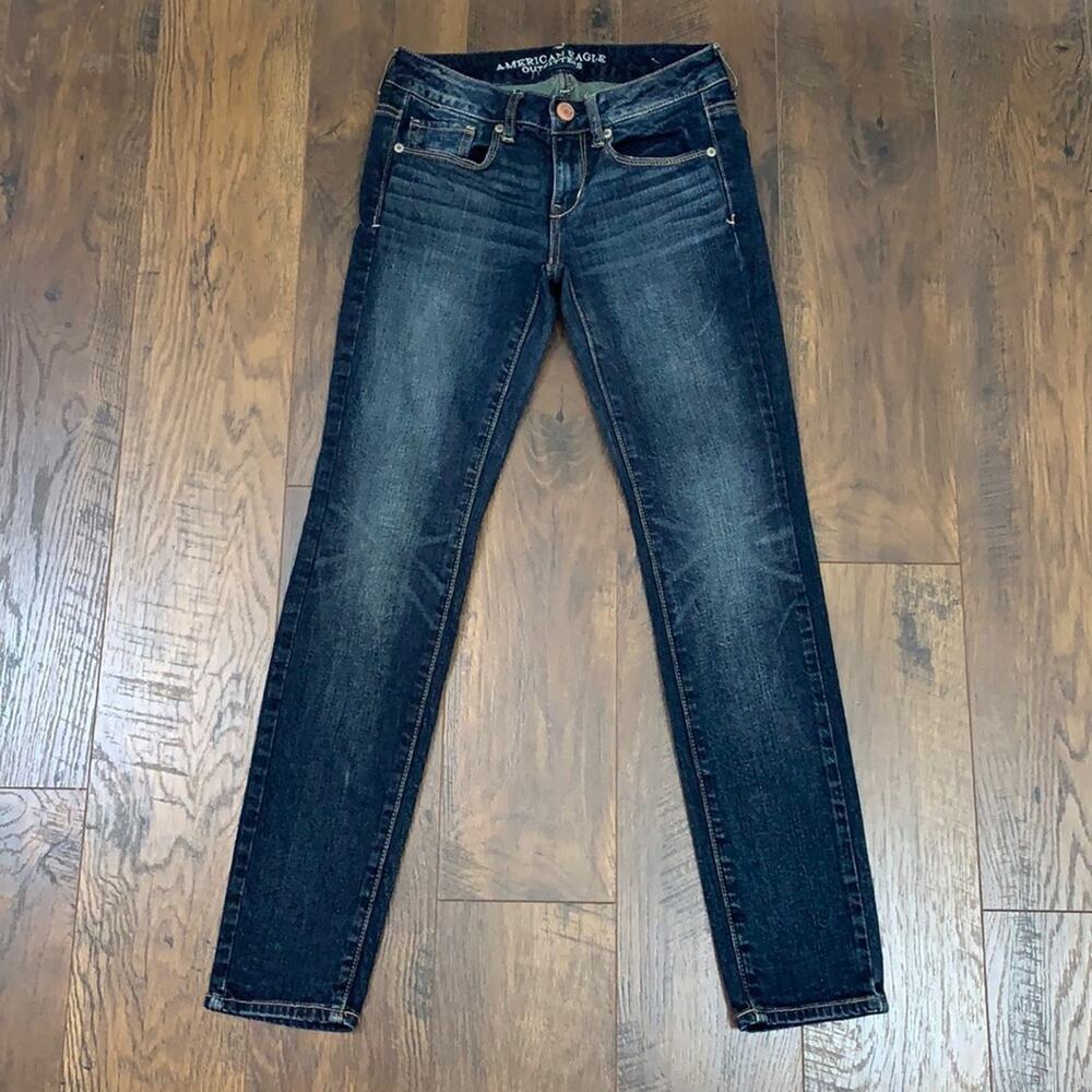 American Eagle Stretch Skinny Ankle Dark Wash With Fade Jeans